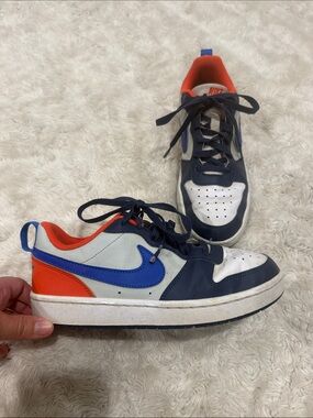 Nike Court Borough Low Recraft (GS) Navy, White, Orange & Blue Sneakers Boys 5